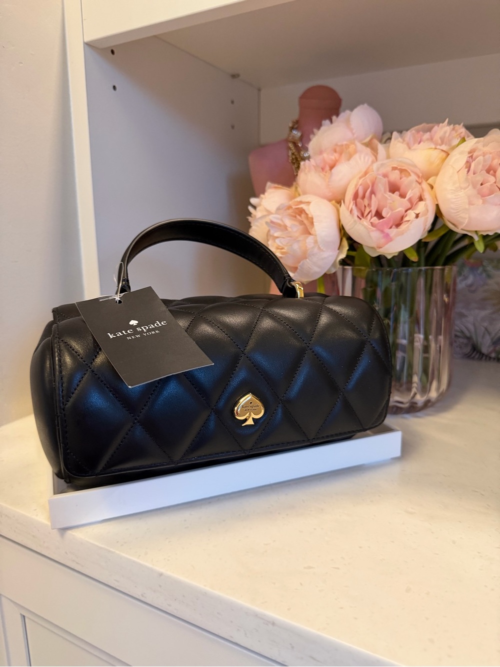 Kate Spade NWT 3d Barrel Heart Black Quilted Top-Handle Bag $459 MSRP
